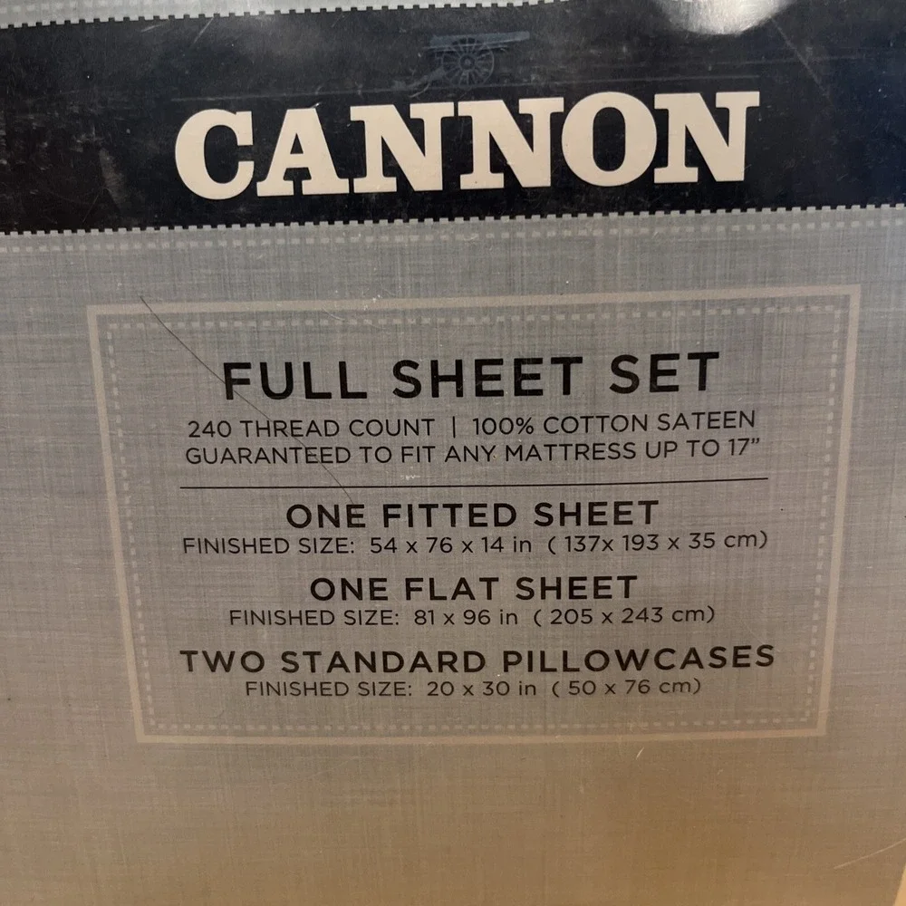 Cannon‎ Full Sheet Set White 100% Cotten Sateen 240 Thread Count NOS Sears